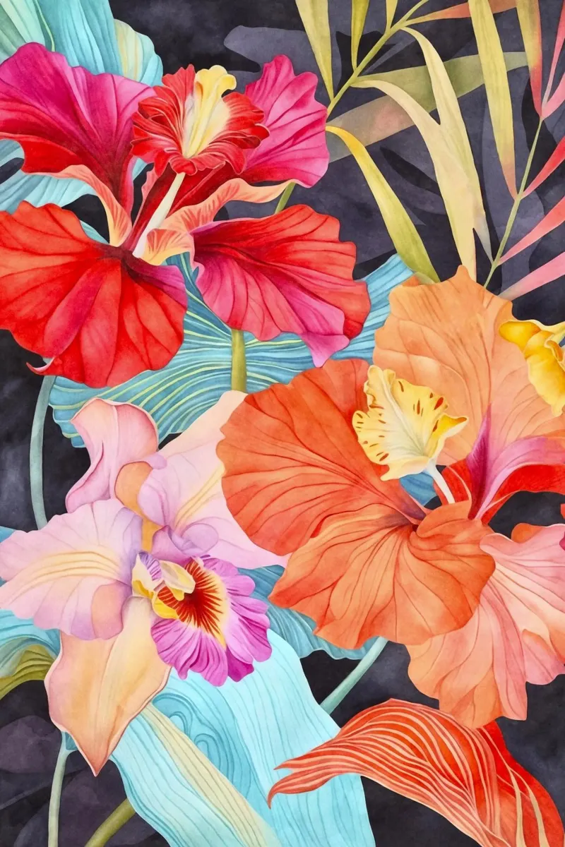 Arazzo tropicale Jungle Vibes pellicola backlit da Andrea Haase Floral Passion