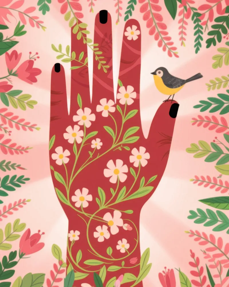 Armonia floreale delle mani poster con telaio in plastica da Atelier Tiga