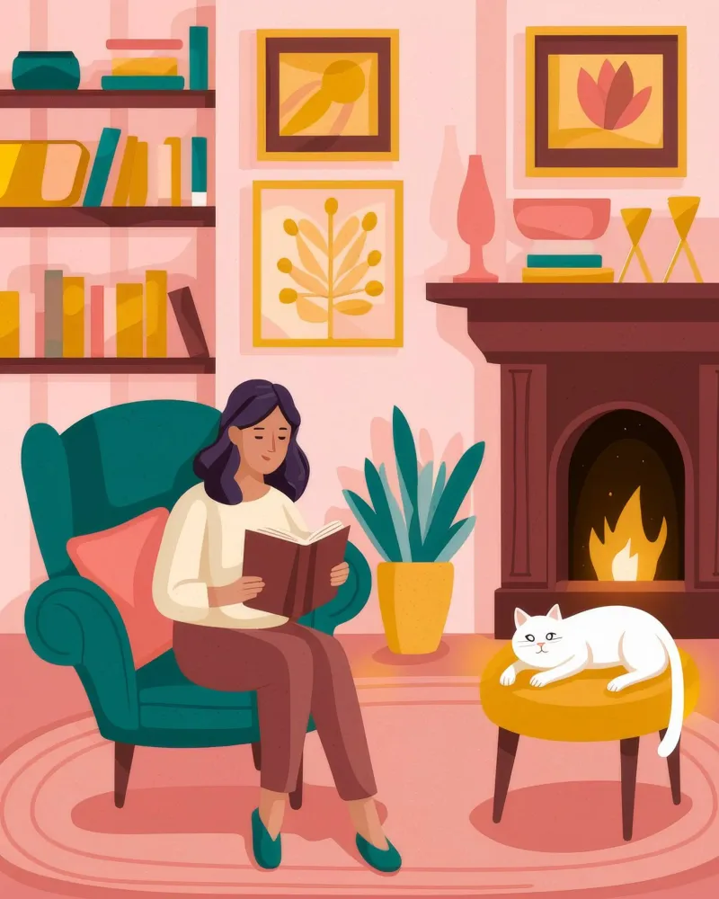 Fireside Reading Escape canvas by Atelier Tiga