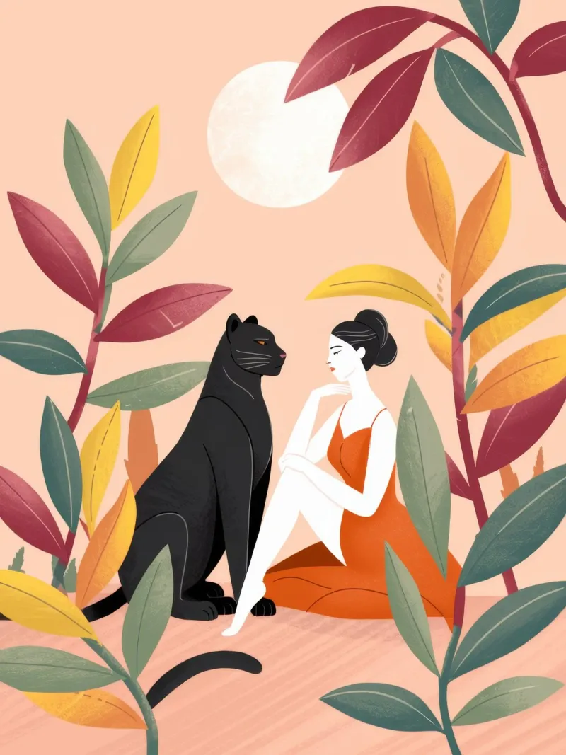 Serene Feline Companionship canvas by Atelier Tiga