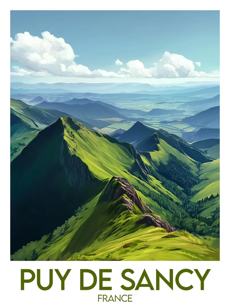 Poster Puy de Sancy poster con telaio in legno da Frame the World