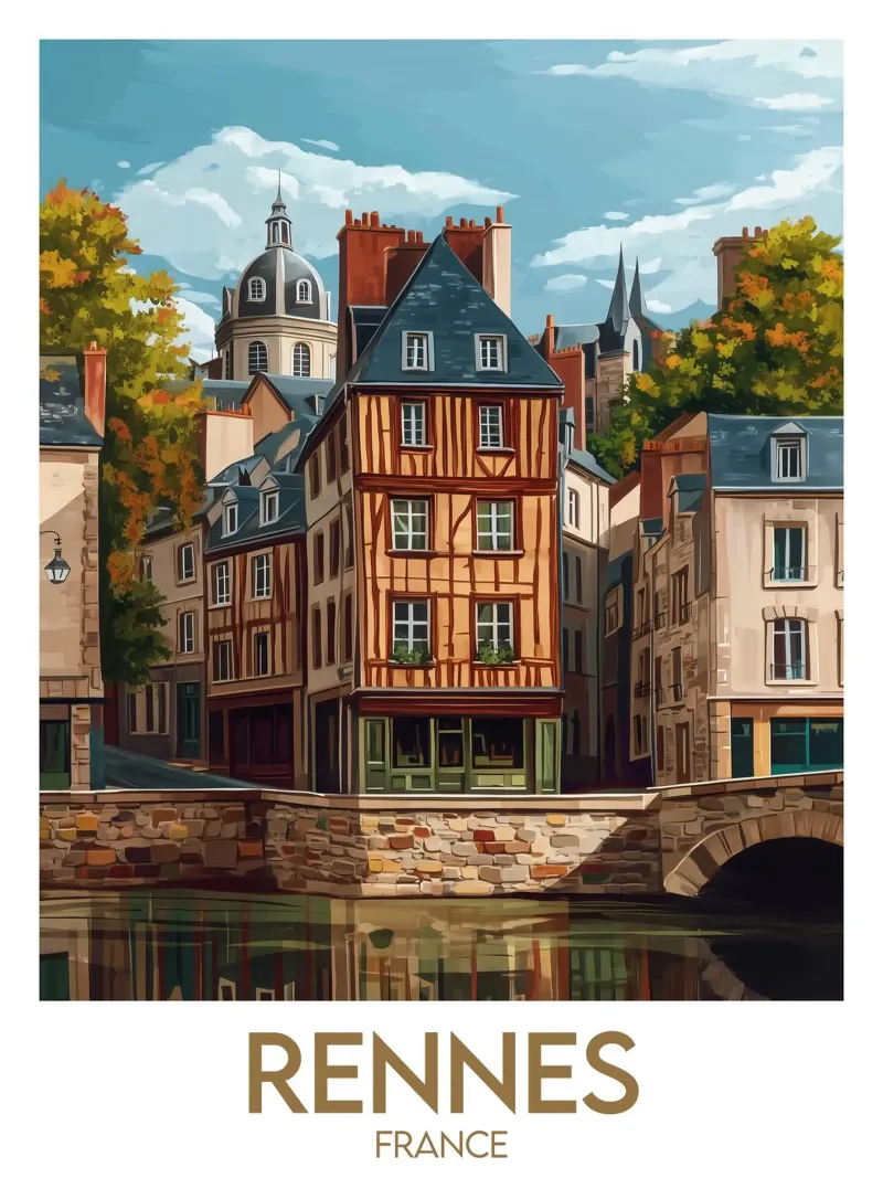 Affiche Rennes carta hahnemühle da Frame the World