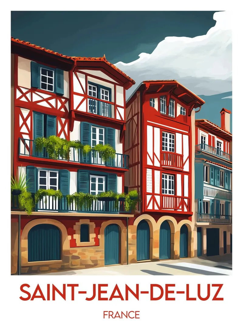 Manifesto di Saint-Jean-de-Luz poster con telaio in plastica da Frame the World