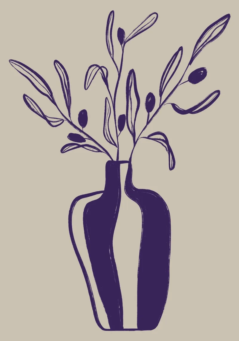 Vase and olive bouquet acrylic glass by Sixmai