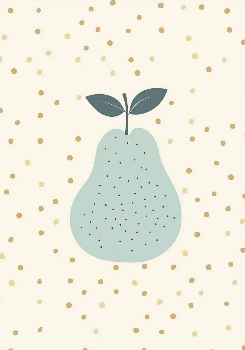 Scandinavian Print for Nursery, Pear Wall Decor, Kids Print canvas with Floater frame by Little Lola