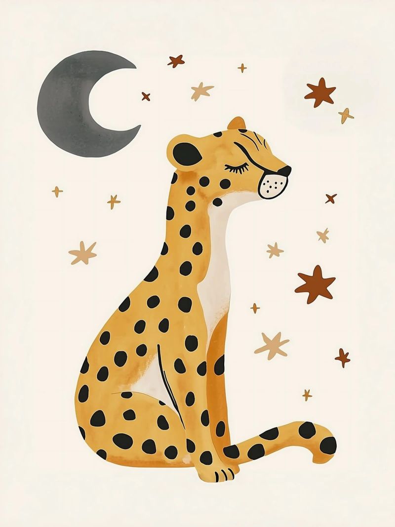 Himmlisches Tier Druck, Leopard Poster, Tier Kinderzimmer Kunst Poster von Little Lola