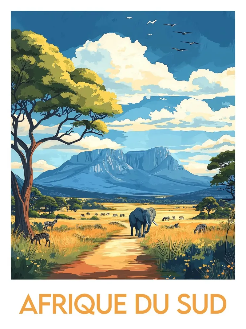Zuid-Afrika poster canvas met Baklijst van Frame the World