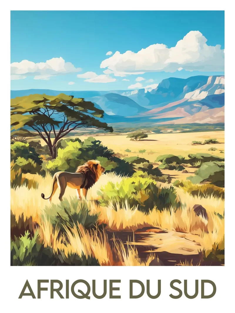 Zuid-Afrika poster canvas met Baklijst van Frame the World