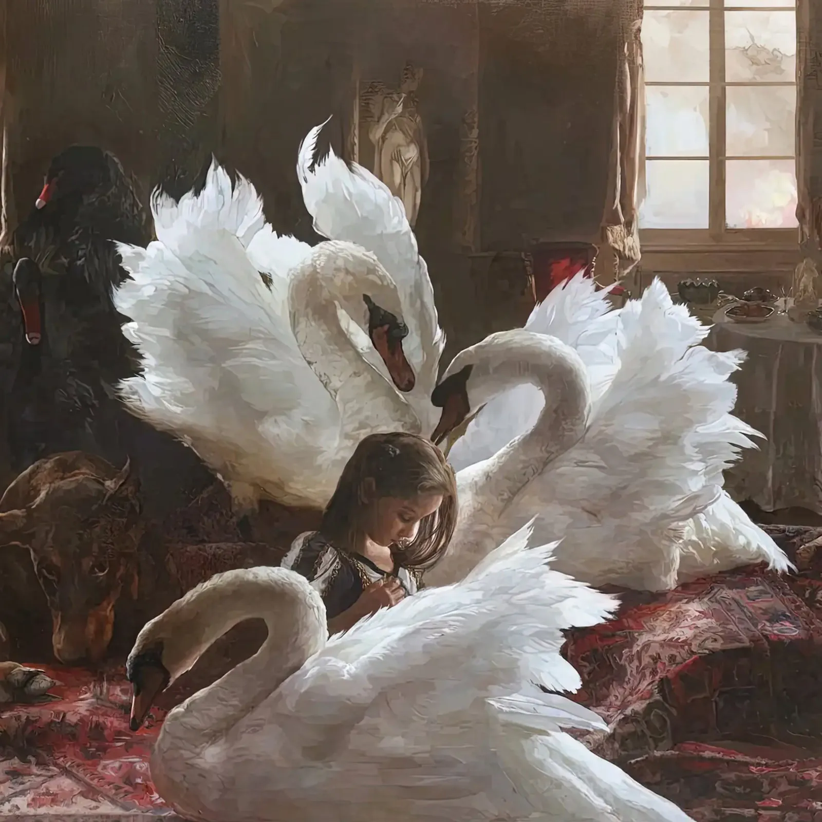 Guillermo Lorca Sophie e i cigni carta hahnemühle da Birgitart