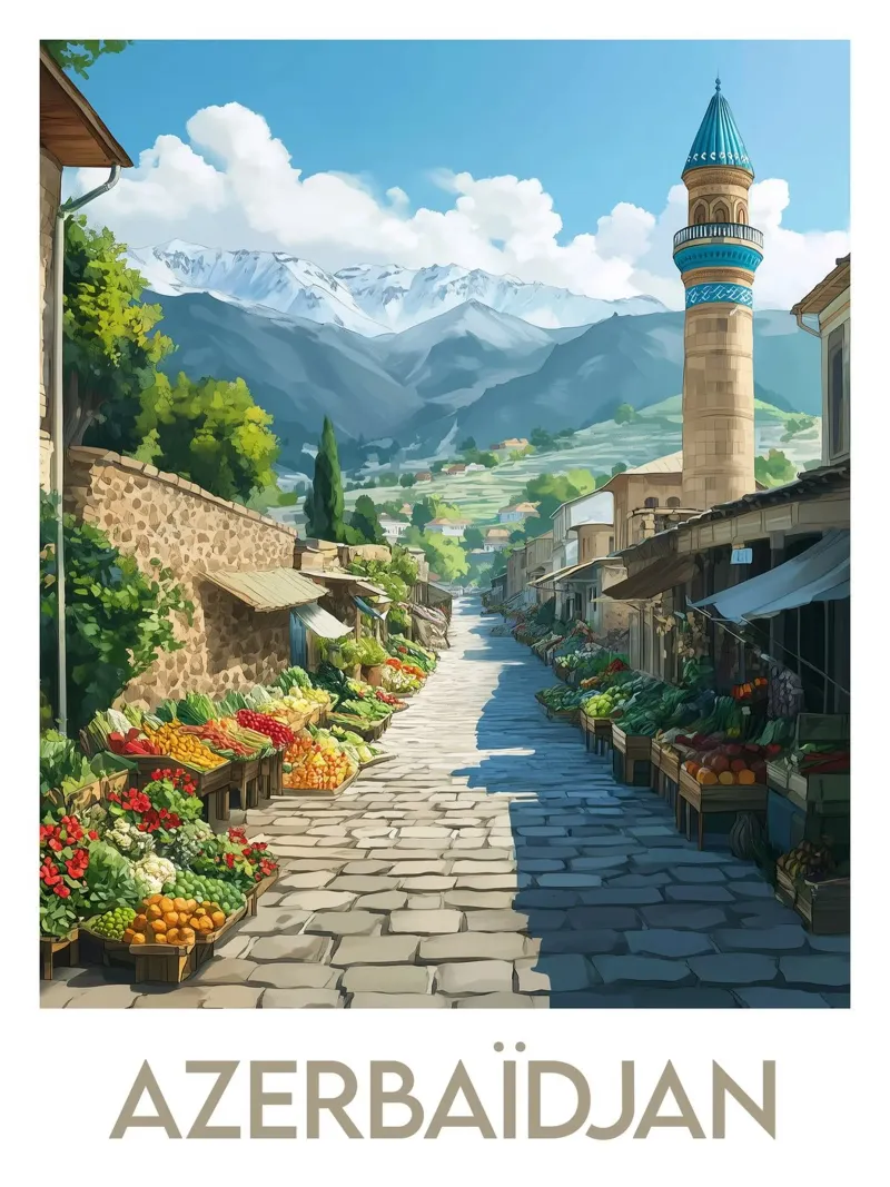 Poster dell'Azerbaigian carta hahnemühle da Frame the World