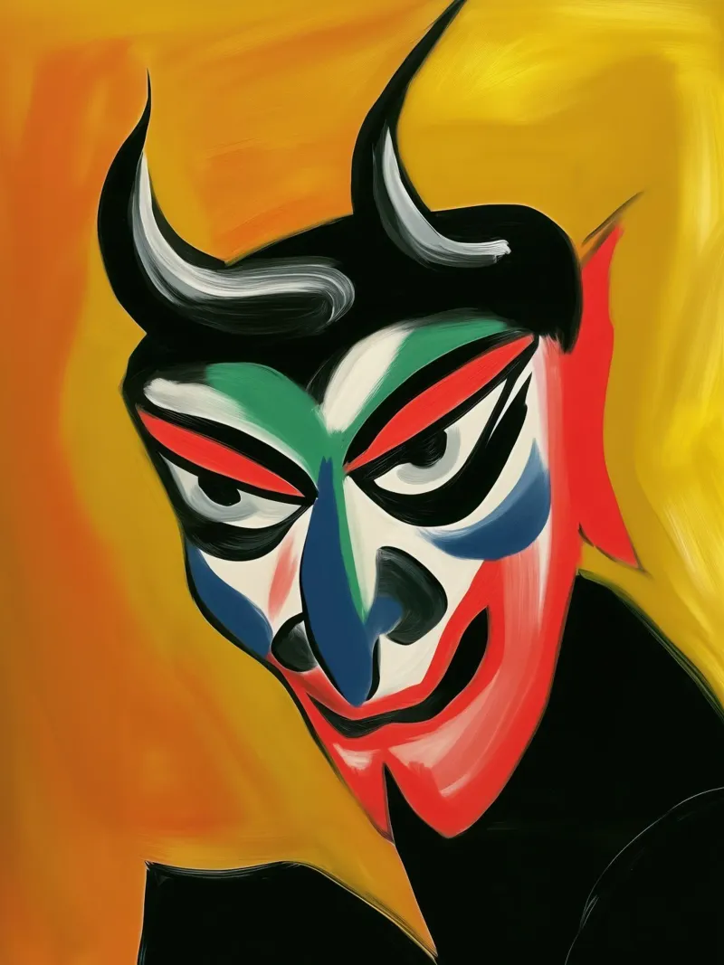 Hannya duivelsmasker | Schilderij canvas met Baklijst van Autofocus
