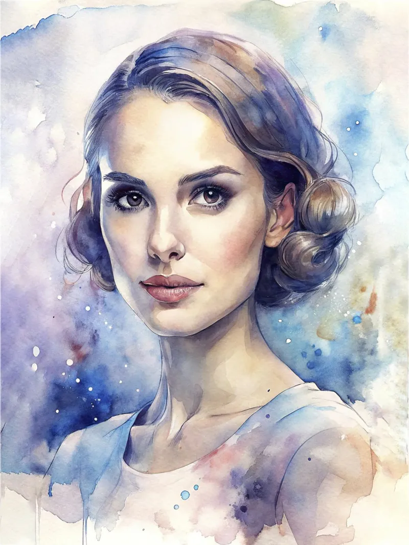 Natalie Portman in acquerello pellicola backlit da ARTVI-SHOP
