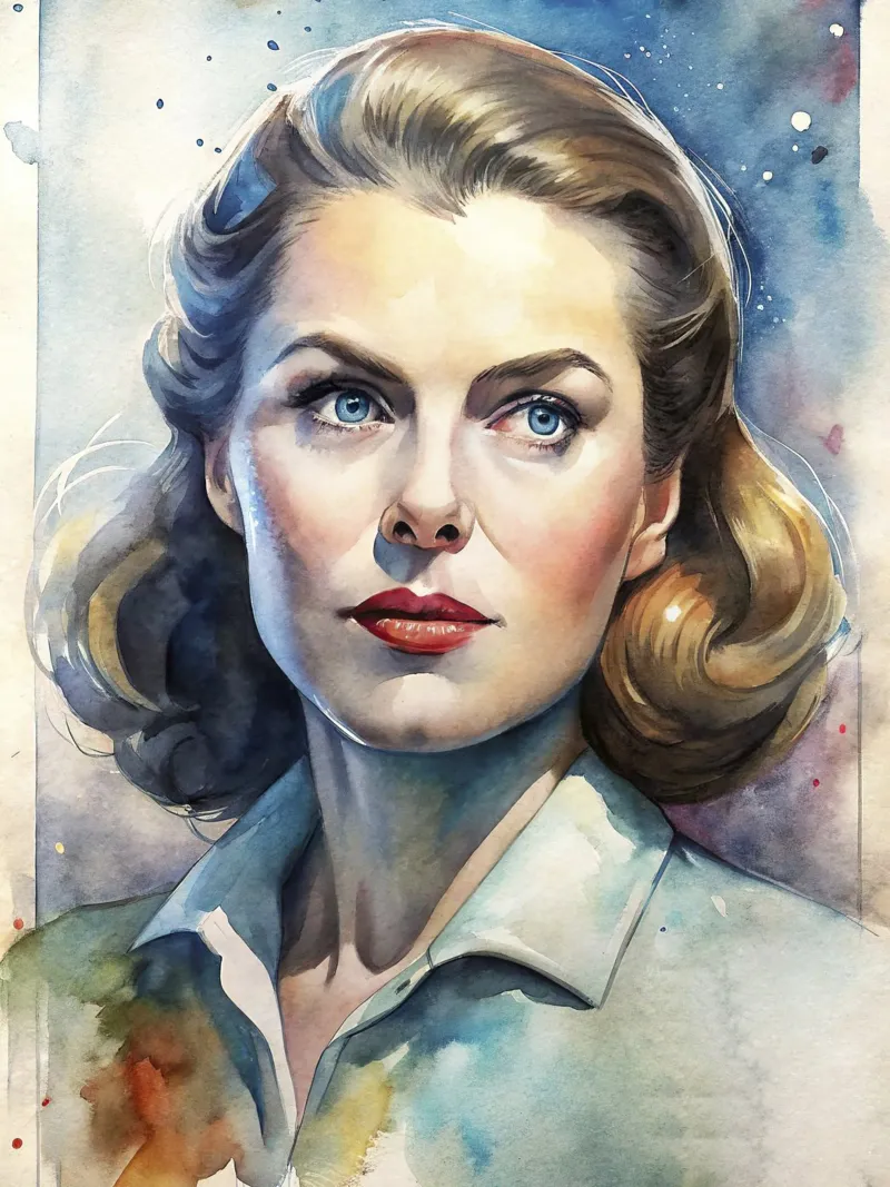 Ingrid Bergman in acquerello pellicola backlit da ARTVI-SHOP