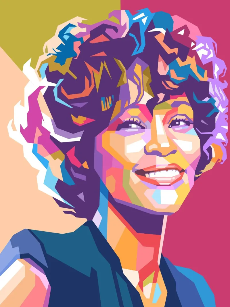 Ritratto pop art di Whitney Houston poster con telaio in alluminio da Hantamrata