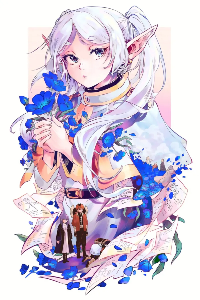 frieren con fiori blu pellicola backlit da Evie Shop
