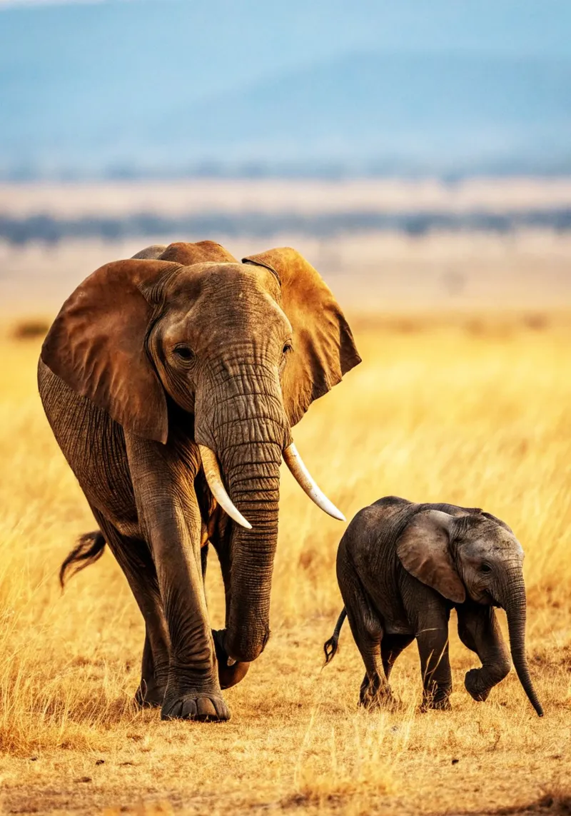 baby elephant and mom acrylic glass by syabiqo