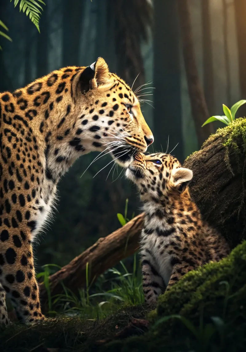 Tiger and Baby Tiger in the forest hahnemühle by syabiqo