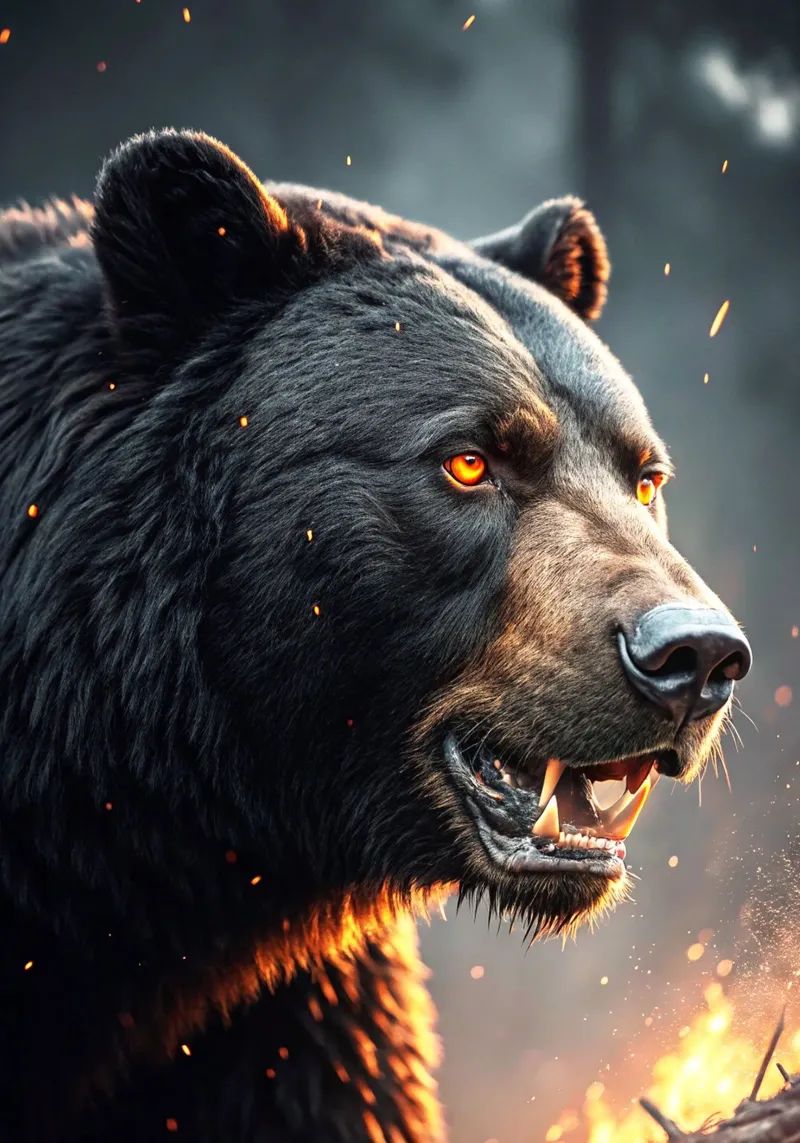 orso faccia arrabbiata arte artistica poster con telaio in plastica da syabiqo