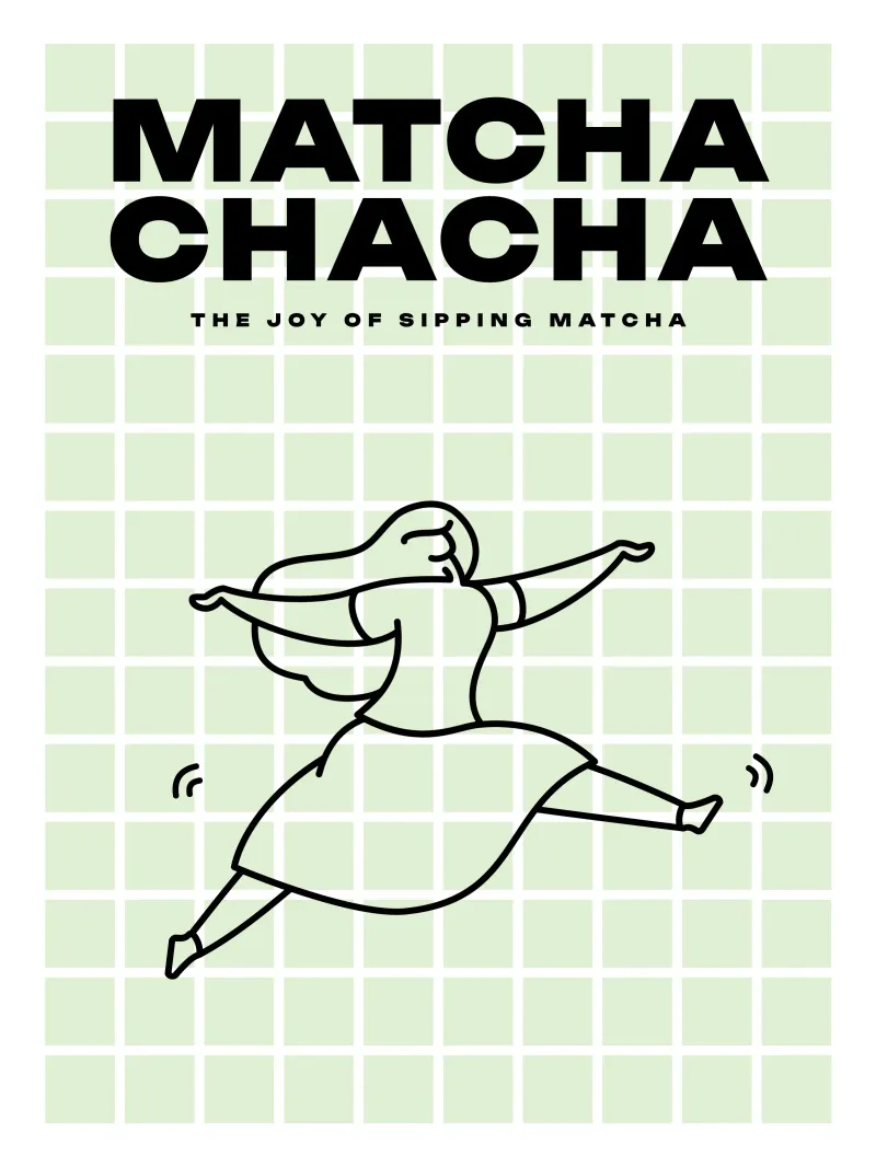 Matcha-cha-cha poster con telaio in alluminio da Bureau Purpur