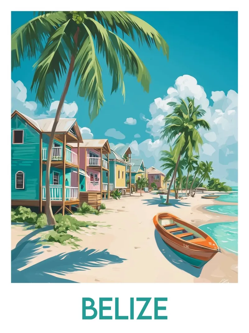 Affiche Belize poster con telaio in legno da Frame the World