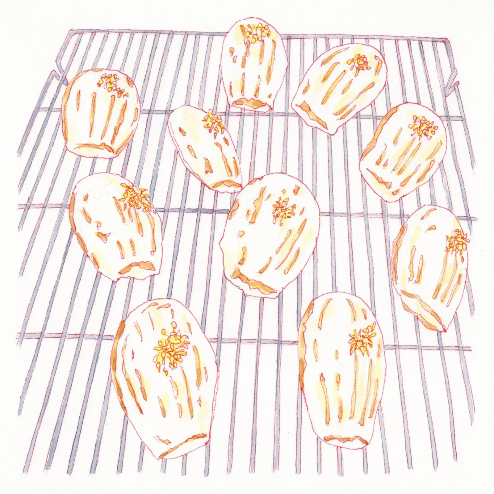 Lemon Madeleines poster con telaio in legno da Ellen Garden