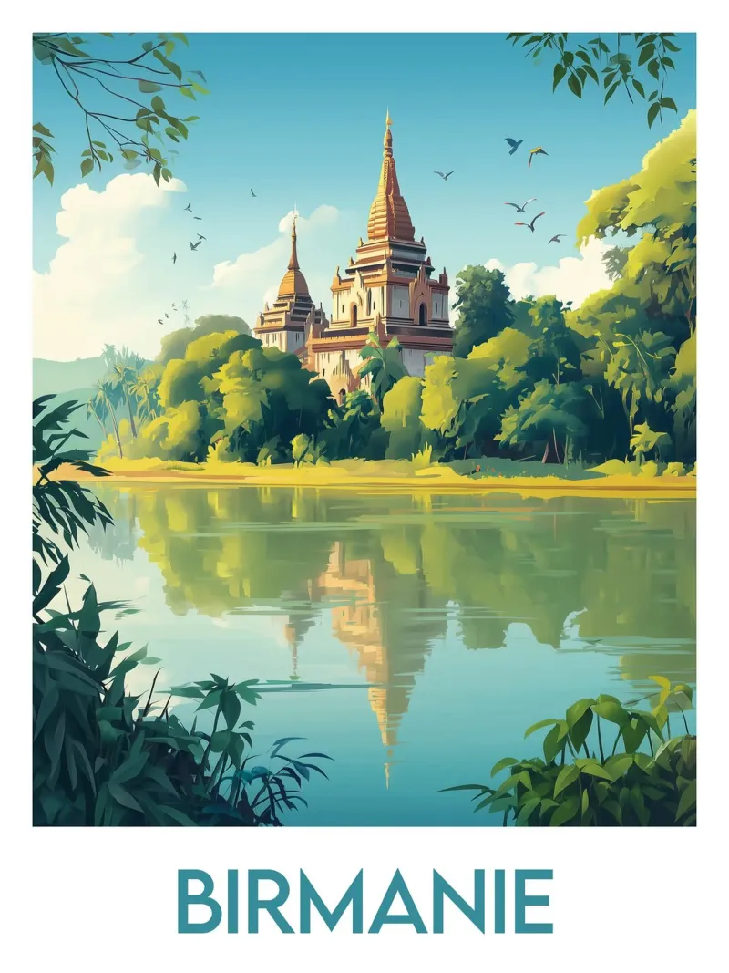 Affiche Birmanie poster con telaio in legno da Frame the World
