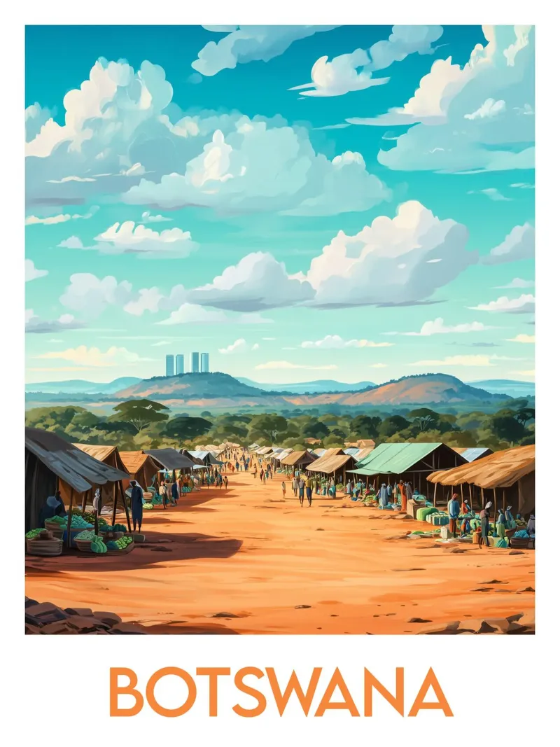 Affiche Botswana poster con telaio in legno da Frame the World