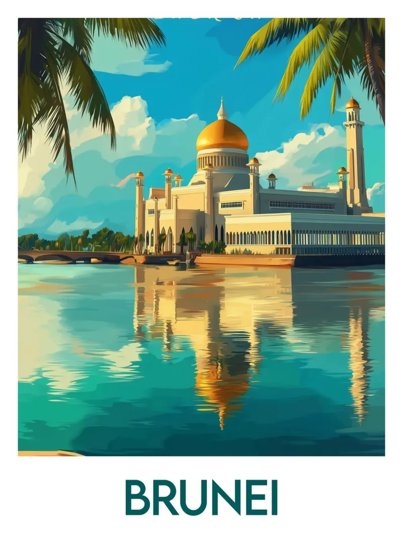 Affiche Brunei tela con Cornice a cassetta da Frame the World