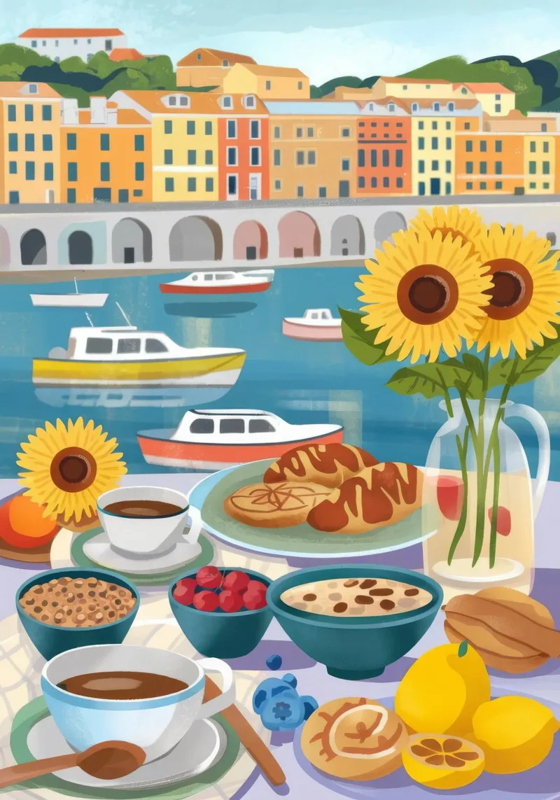 Colazione in riva al mare pellicola backlit da Lumina Vision