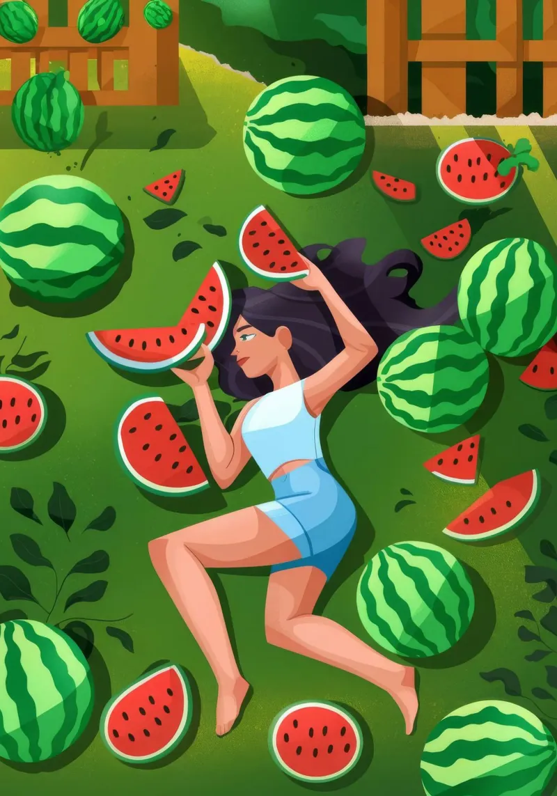 Sogno di sogno al melone poster con telaio in plastica da Lumina Vision