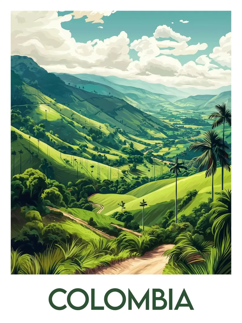 Affiche Colombie poster con telaio in legno da Frame the World