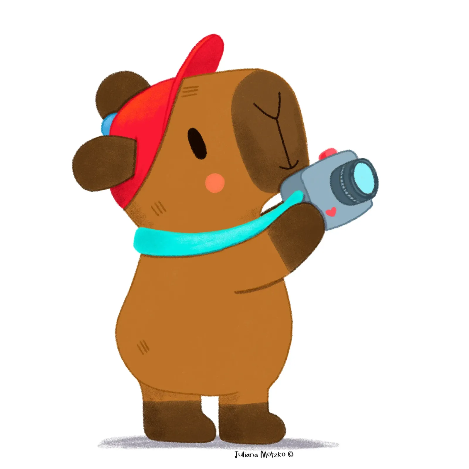 Capybara with cap and camera touristing canvas by julianamotzko