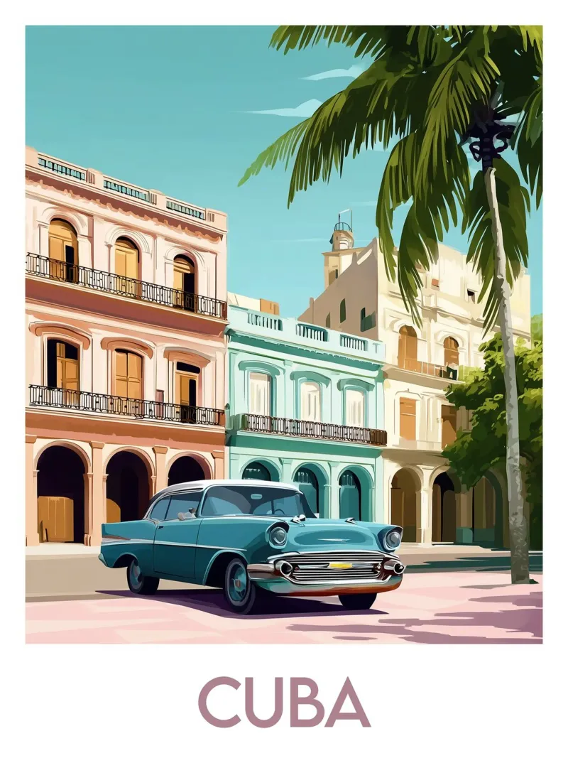 Affiche Cuba poster con telaio in legno da Frame the World