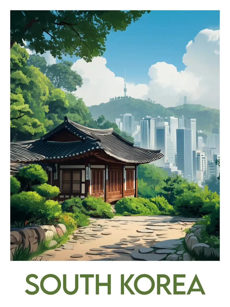 Poster della Corea del Sud plexiglass da Frame the World
