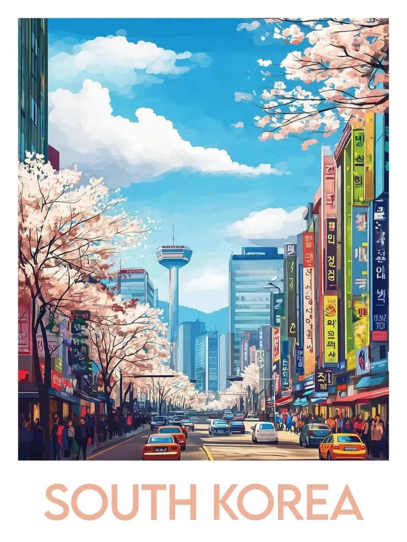 Poster della Corea del Sud carta hahnemühle da Frame the World