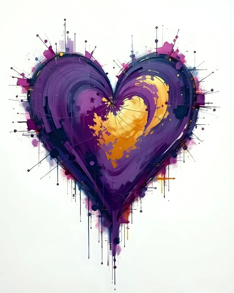 Herz_lila_gold_2 poster con telaio in plastica da Pink- und LoveArt by LK