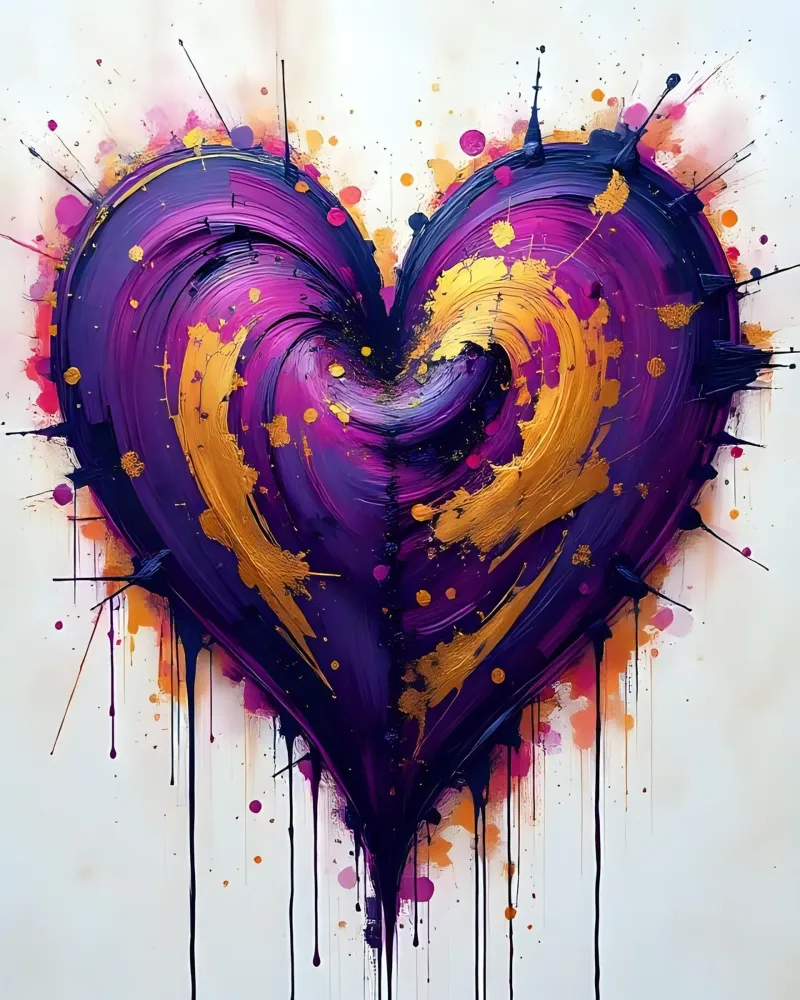 Herz_lila_gold_4 alluminio dibond da Pink- und LoveArt by LK