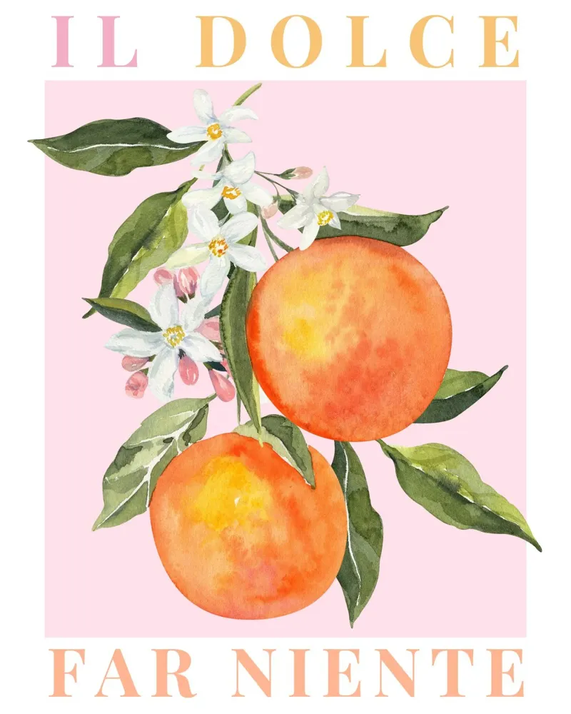 Orange Italien Poster, Das Dolce Far Niente Leinwand mit Schattenfugenrahmen von DolceVita