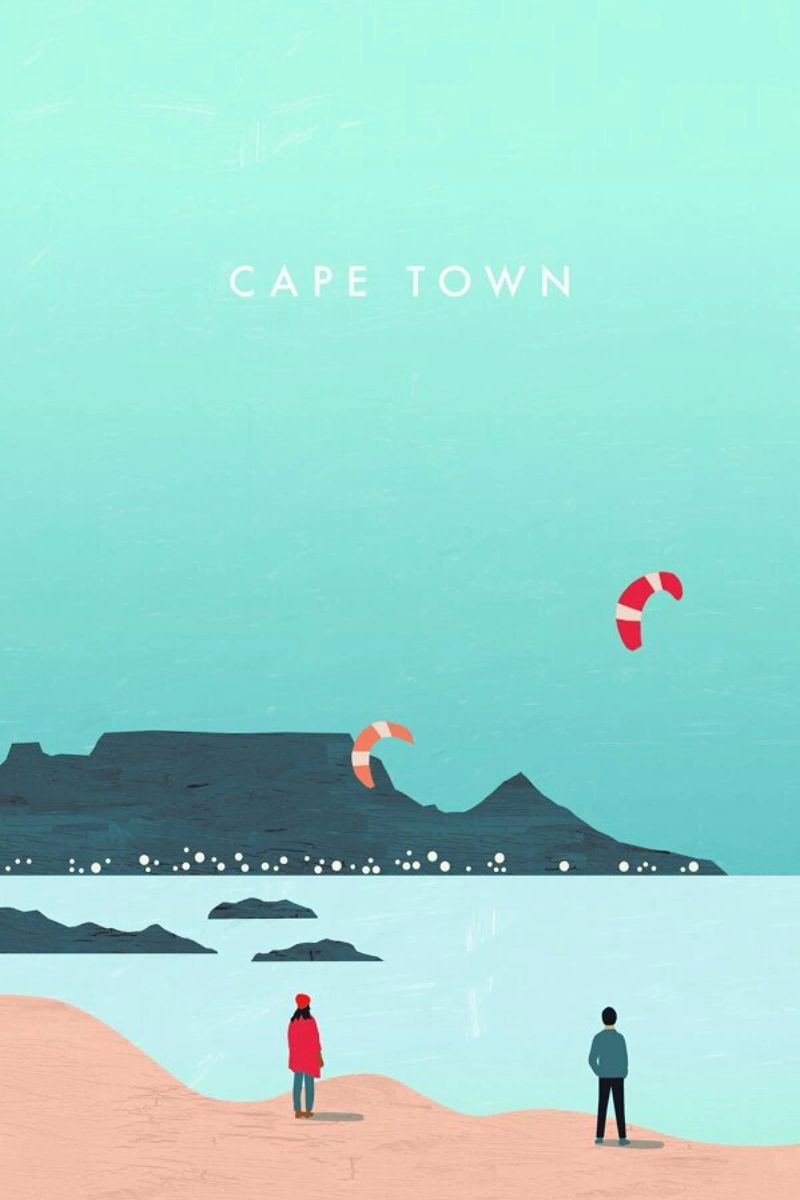 Cape Town poster with wooden frame by Katinka Reinke