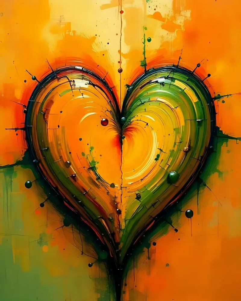 cuore_verde_arancio_1 pellicola backlit da Pink- und LoveArt by LK