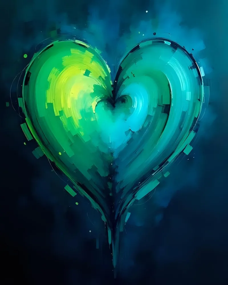 cuore_verde_blu_1 carta hahnemühle da Pink- und LoveArt by LK