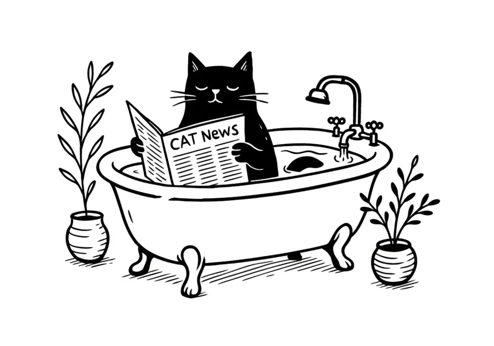 Il gatto legge il giornale poster con telaio in legno da Second Canvas