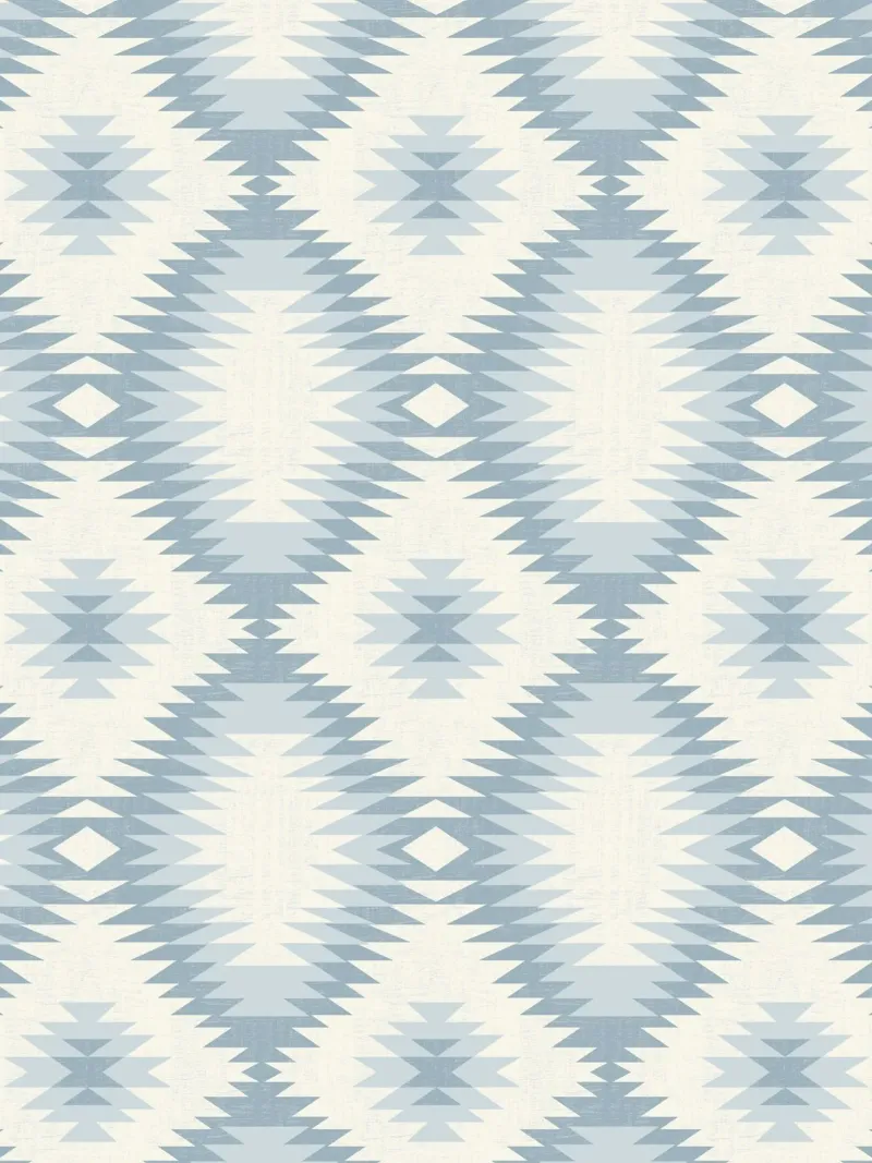 Soft Blue Aztec Diamond – Minimal Tribal Art Print poster with wooden frame by Studio Birchwood