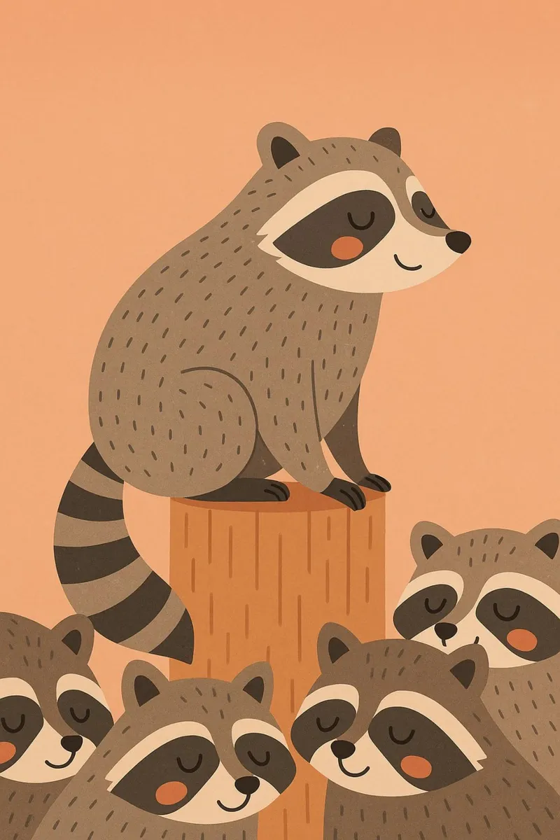 Cute Cartoon Raccoon - Kids Animal hahnemühle by Tiny Tails & Stripes