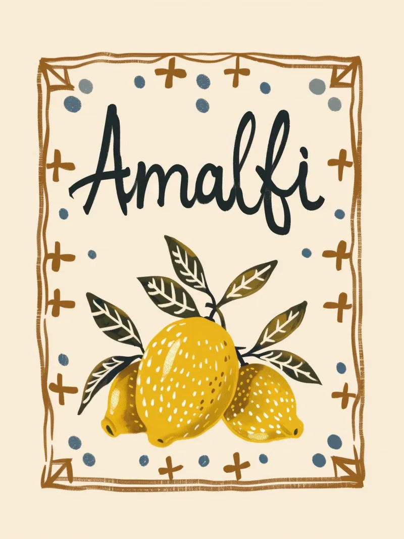 Amalfi Coast Lemon Print canvas with Floater frame by DolceVita
