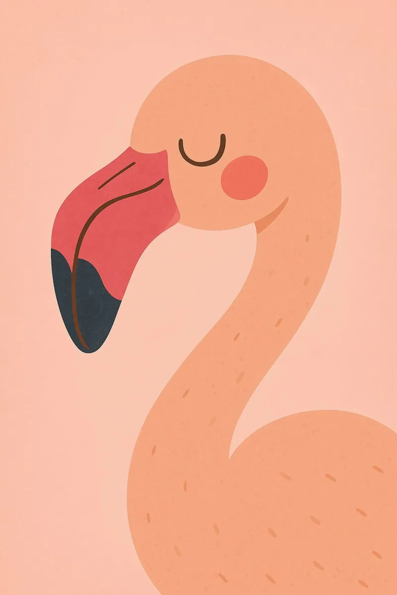 Fenicottero rosa - Animale per bambini poster con telaio in legno da Tiny Tails & Stripes