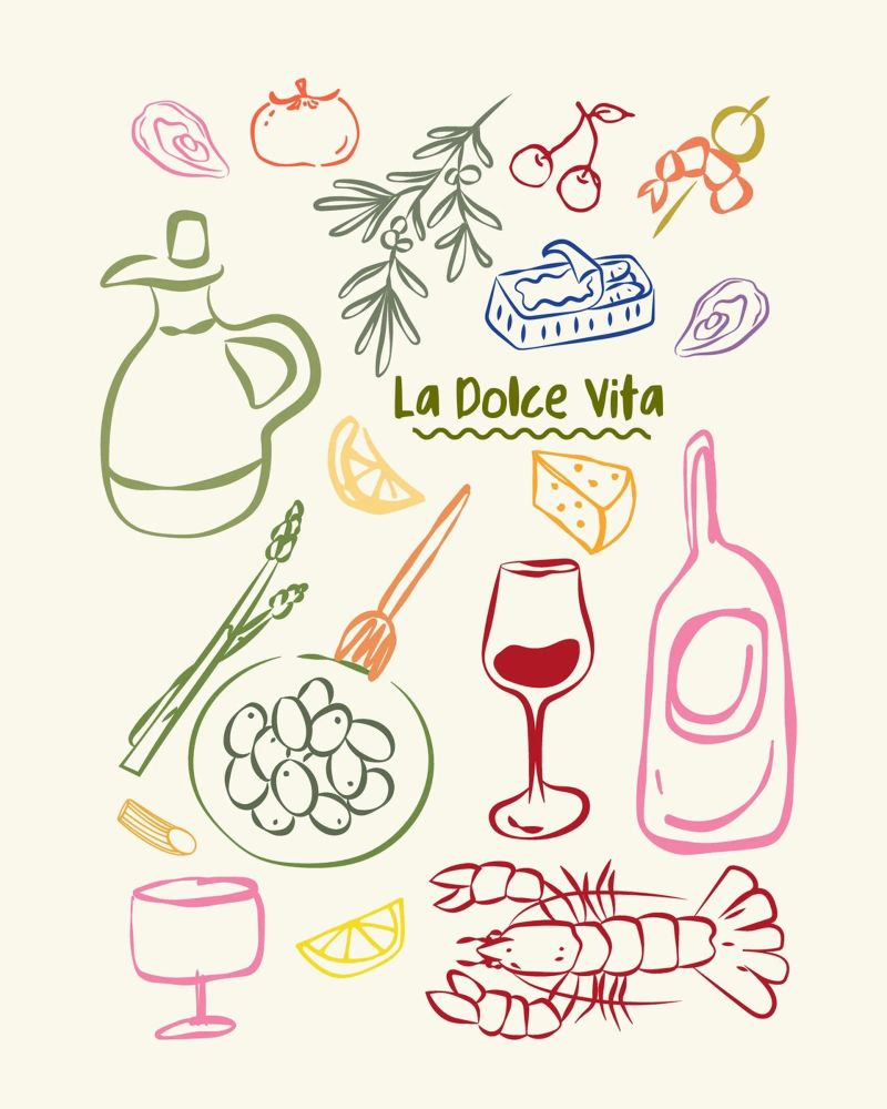 La Dolce Vita, italienische farbenfrohe Kunst Poster von DolceVita