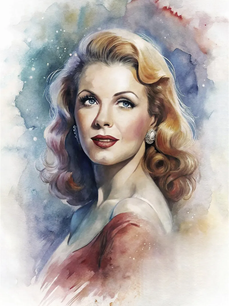 Rita Hayworth in acquerello pellicola backlit da ARTVI-SHOP