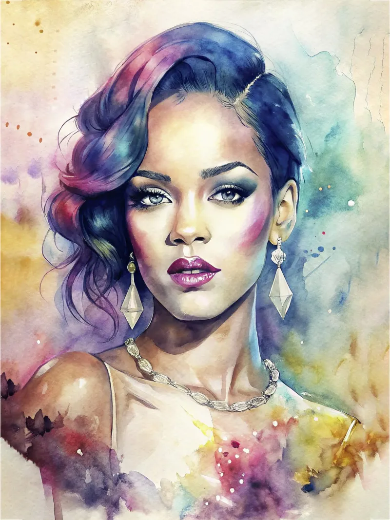 Rihanna in acquerello pellicola backlit da 🎁 ARTVI-SHOP