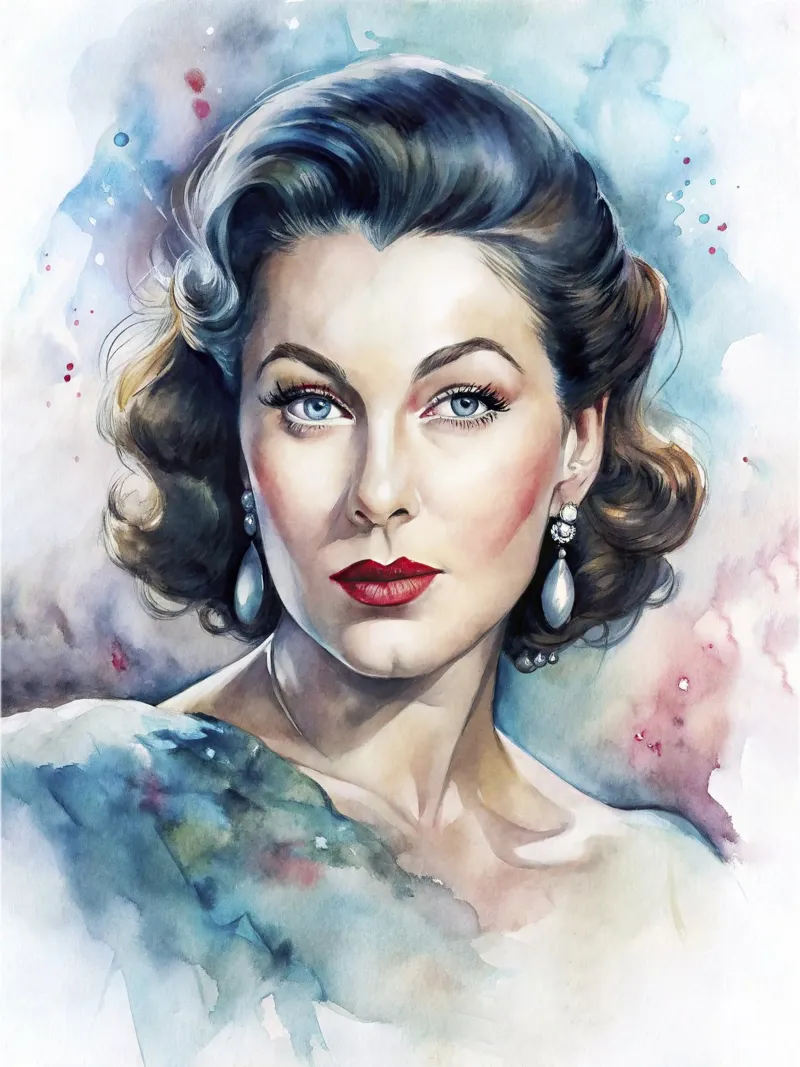 Ava Gardner in acquerello alluminio dibond da ARTVI-SHOP